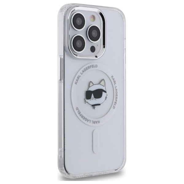Funda MagSafe para Apple iPhone 14 Pro, Karl Lagerfeld, IML Metal Choupette's Head, Blanca