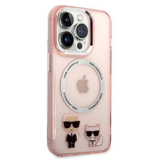 Funda MagSafe para Apple iPhone 14 Pro, Karl Lagerfeld, Karl & Choupette Aluminium, Rosa