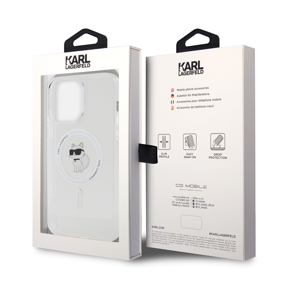 Funda MagSafe para Apple iPhone 14 Pro Max, Karl Lagerfeld, IML Choupette, Transparente