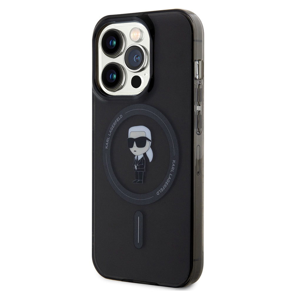 Funda MagSafe para Apple iPhone 14 Pro Max, Karl Lagerfeld, IML Ikonik Karl, Negra