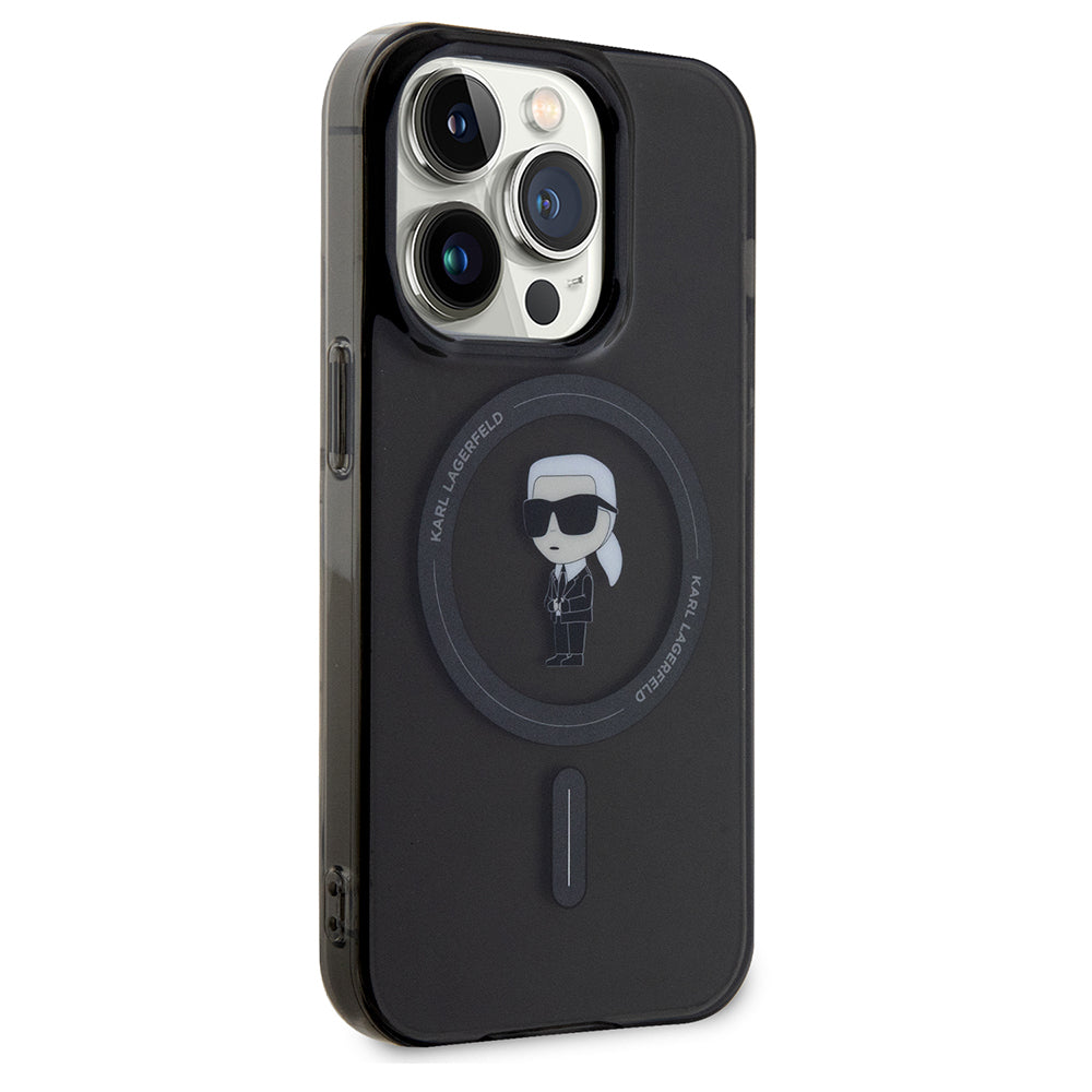 Funda MagSafe para Apple iPhone 14 Pro Max, Karl Lagerfeld, IML Ikonik Karl, Negra