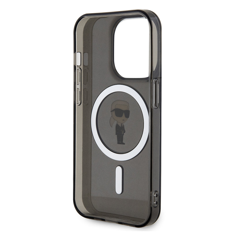 Funda MagSafe para Apple iPhone 14 Pro Max, Karl Lagerfeld, IML Ikonik Karl, Negra