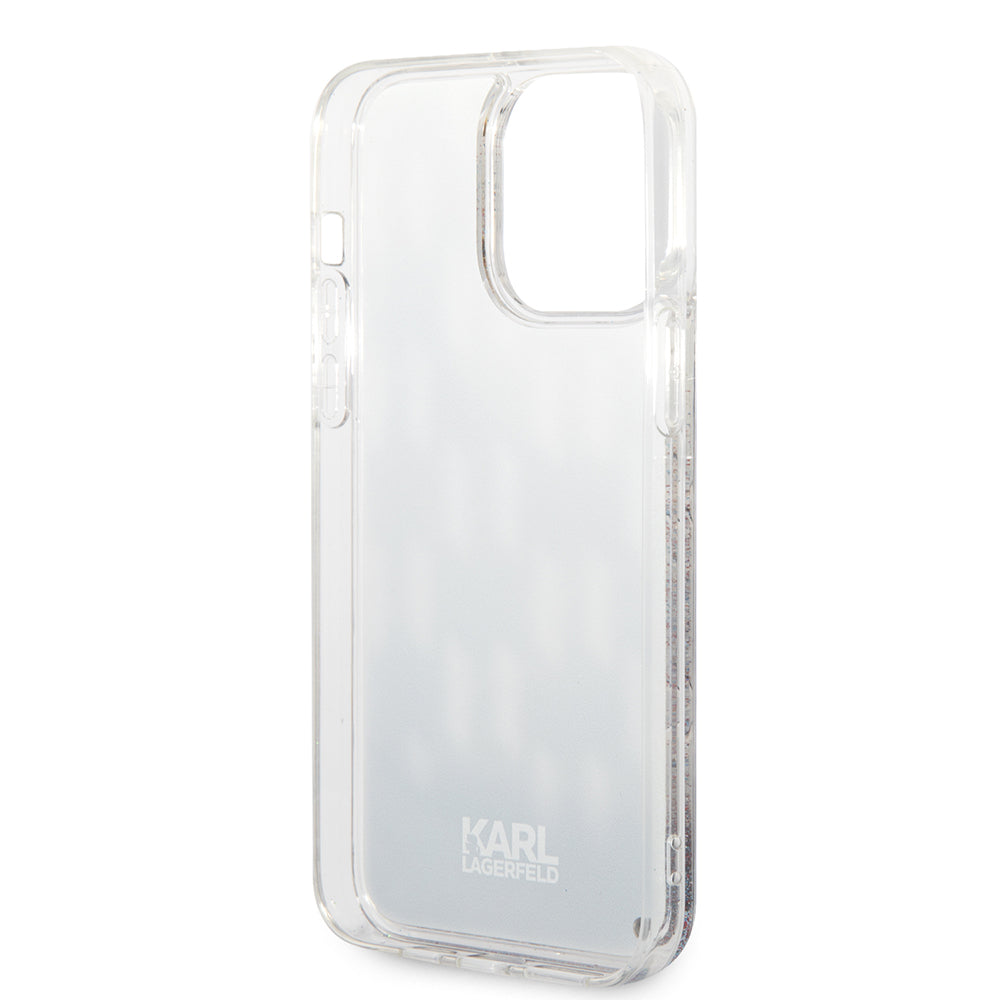 Funda MagSafe para Apple iPhone 14 Pro Max, Karl Lagerfeld, Monogram Liquid Glitter, Negra