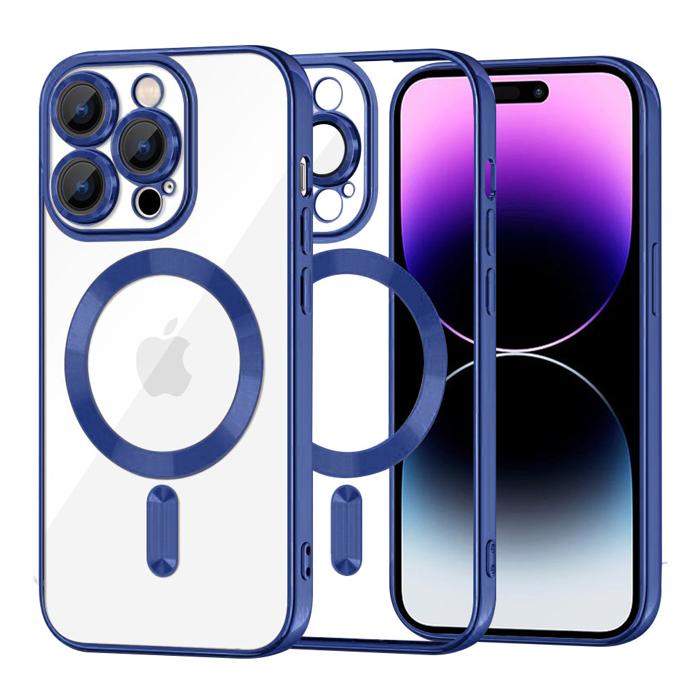 Funda MagSafe para Apple iPhone 14 Pro Max, Techsuit, Luxury Crystal, Azul Oscuro