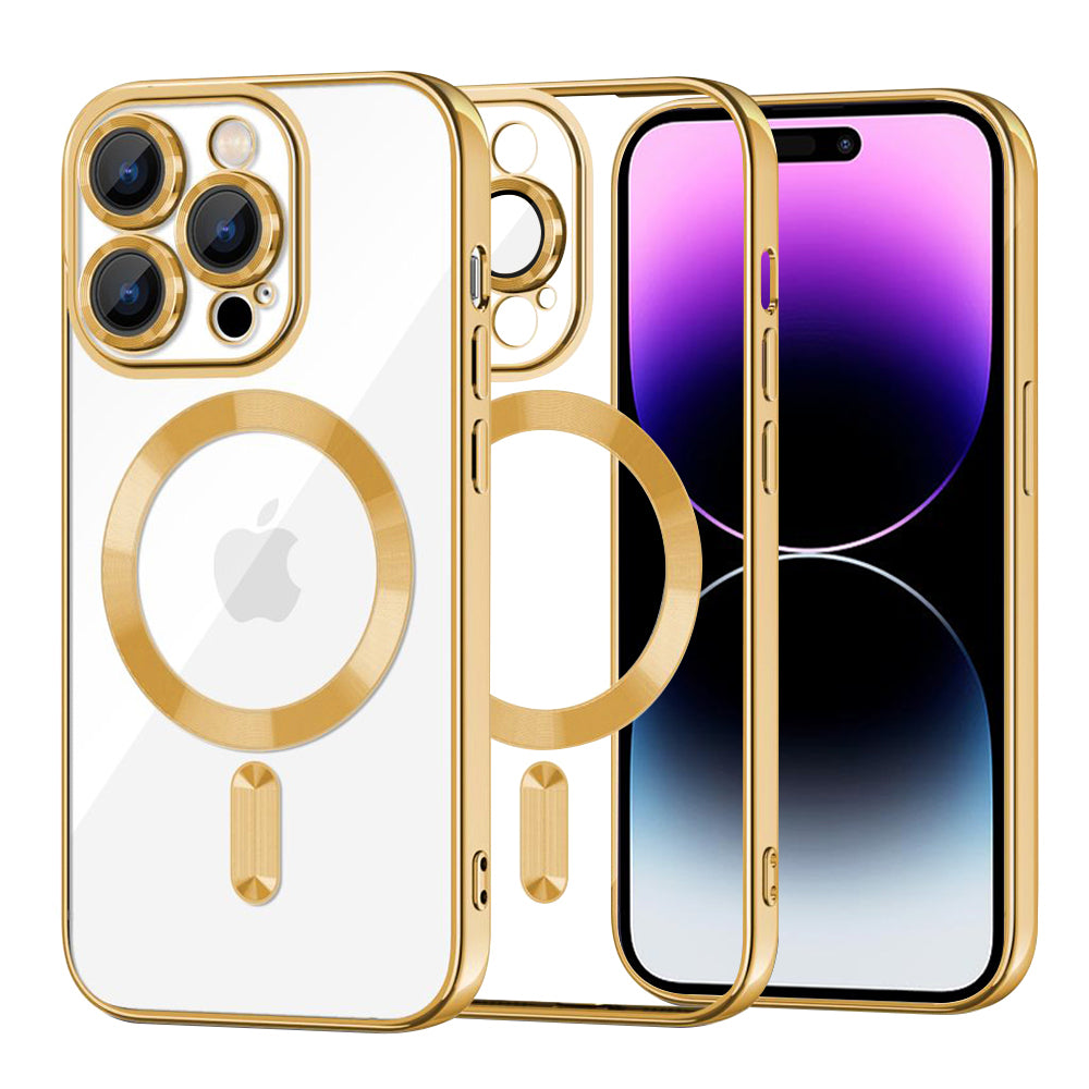 Funda MagSafe para Apple iPhone 14 Pro Max, Techsuit, Luxury Crystal, Dorada