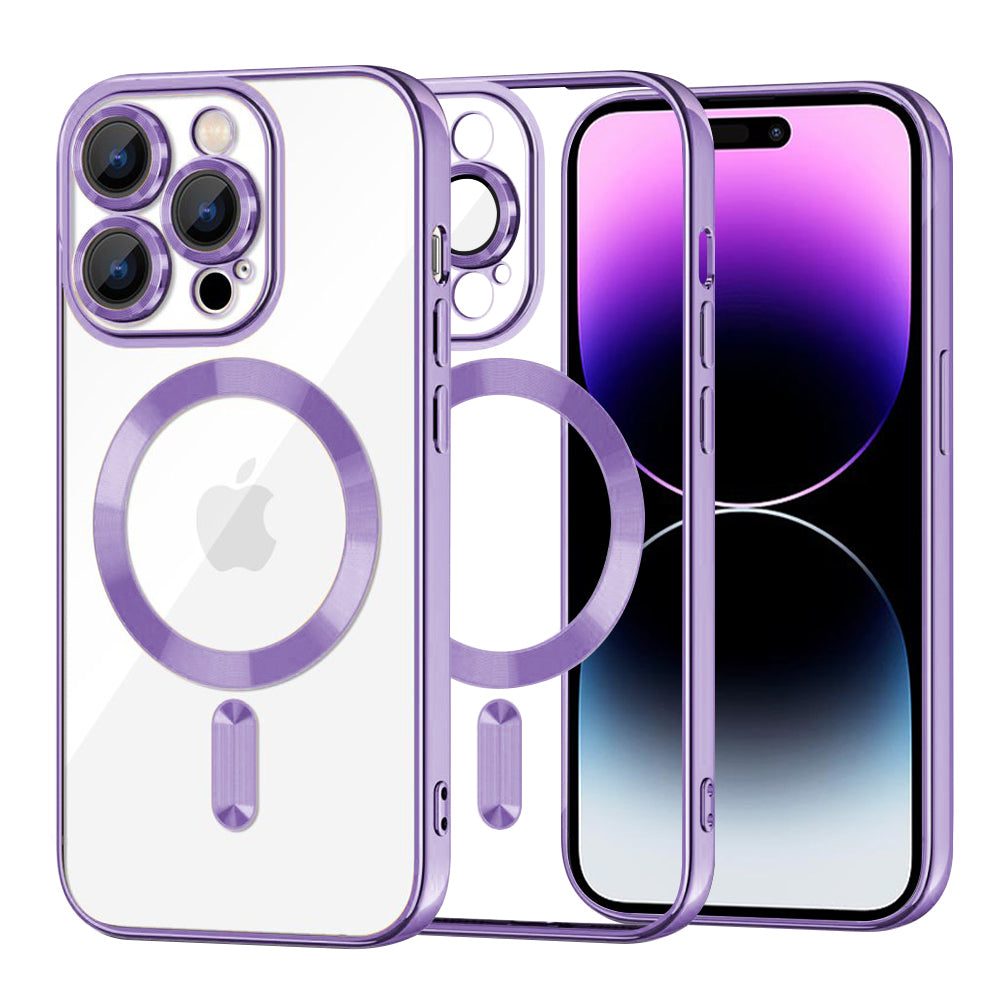 Funda MagSafe para Apple iPhone 14 Pro Max, Techsuit, Luxury Crystal, Morado Claro
