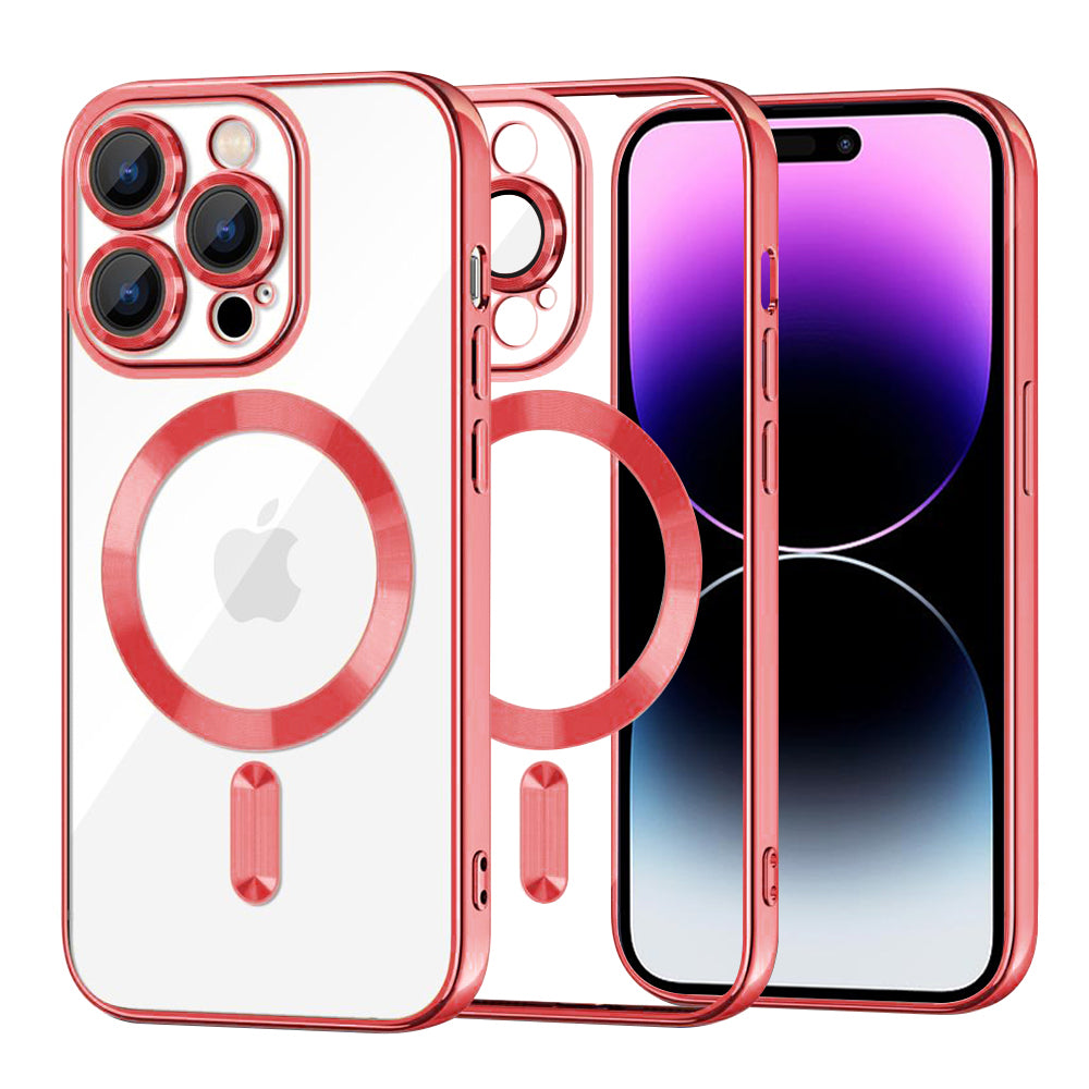 Funda MagSafe para Apple iPhone 14 Pro Max, Techsuit, Luxury Crystal, Roja