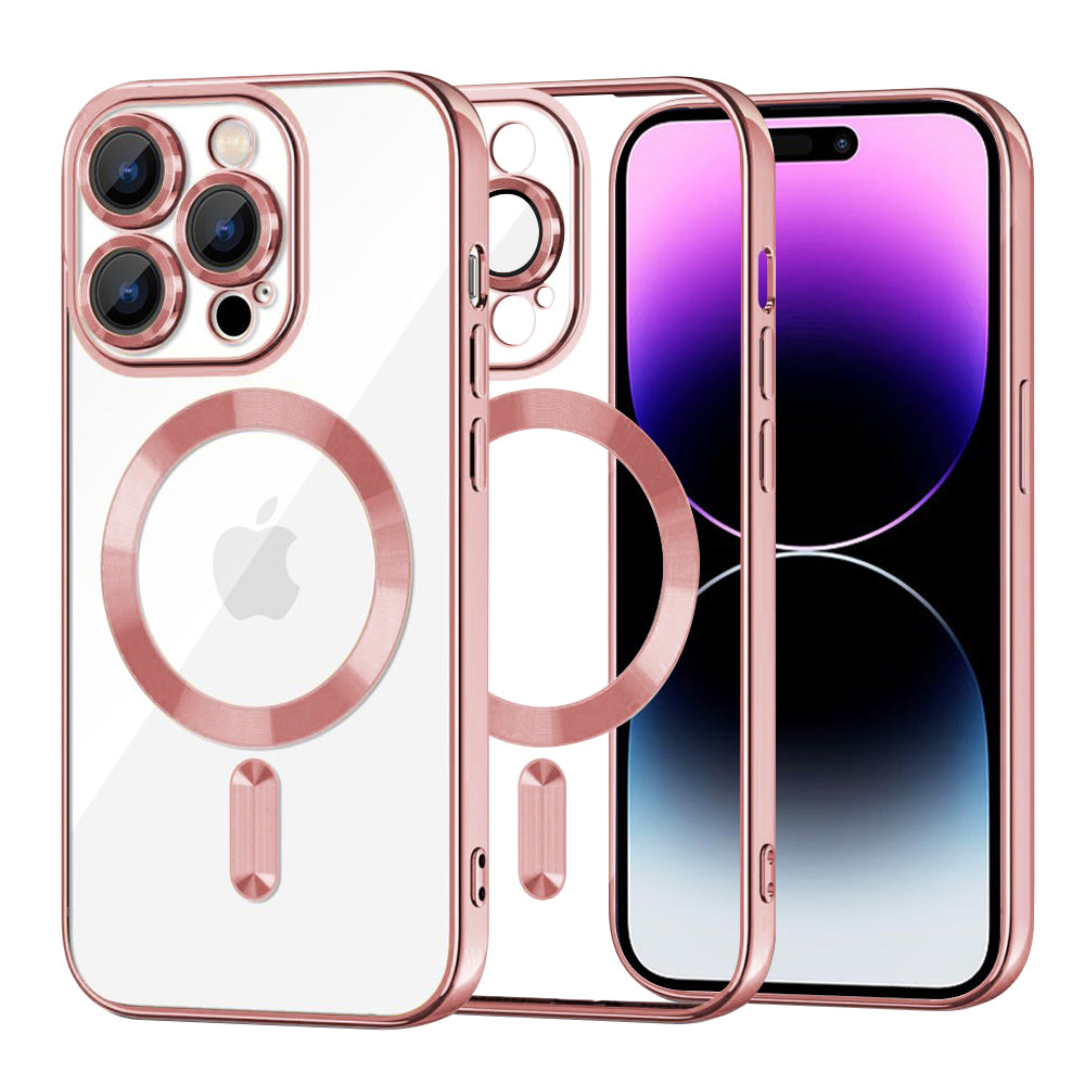 Funda MagSafe para Apple iPhone 14 Pro Max, Techsuit, Luxury Crystal, Rosa