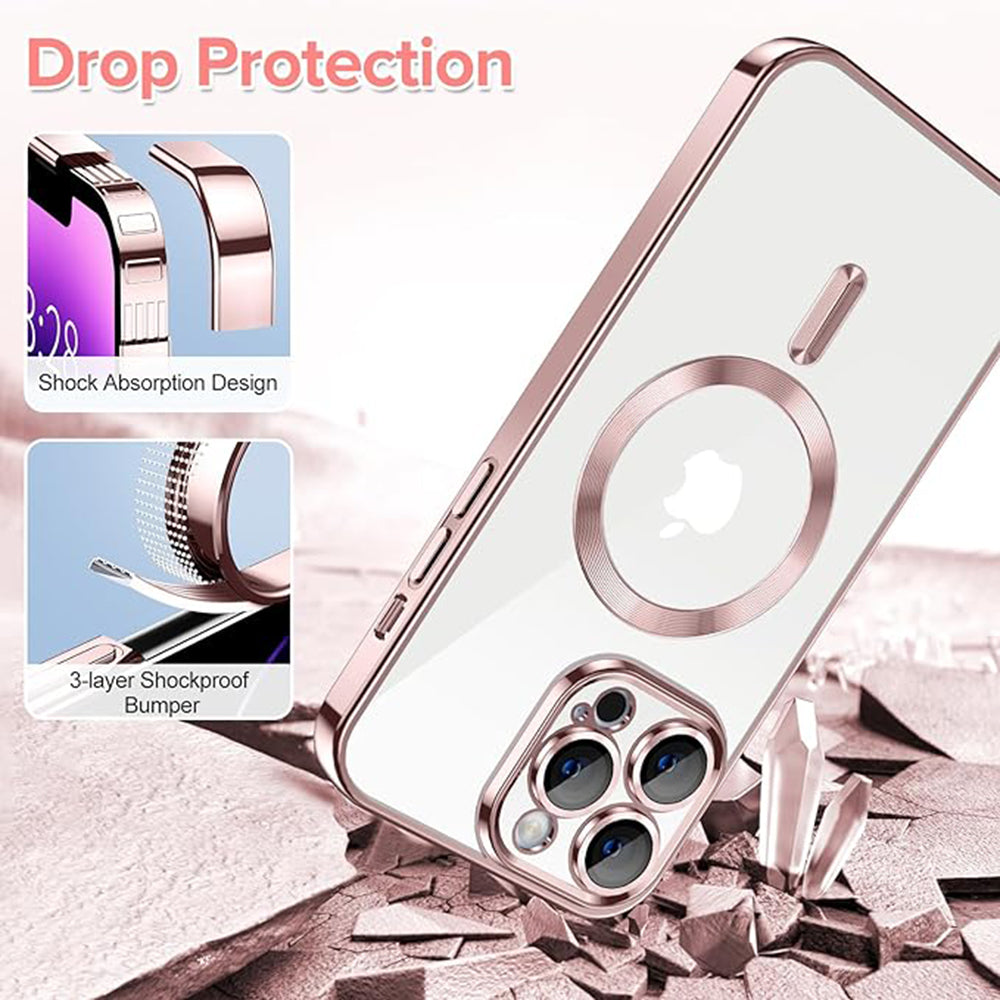 Funda MagSafe para Apple iPhone 14 Pro Max, Techsuit, Luxury Crystal, Rosa