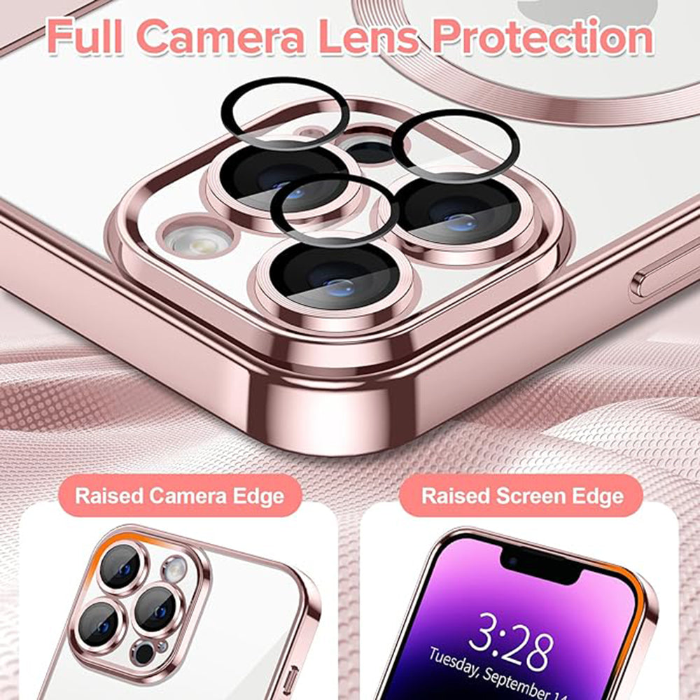Funda MagSafe para Apple iPhone 14 Pro Max, Techsuit, Luxury Crystal, Rosa