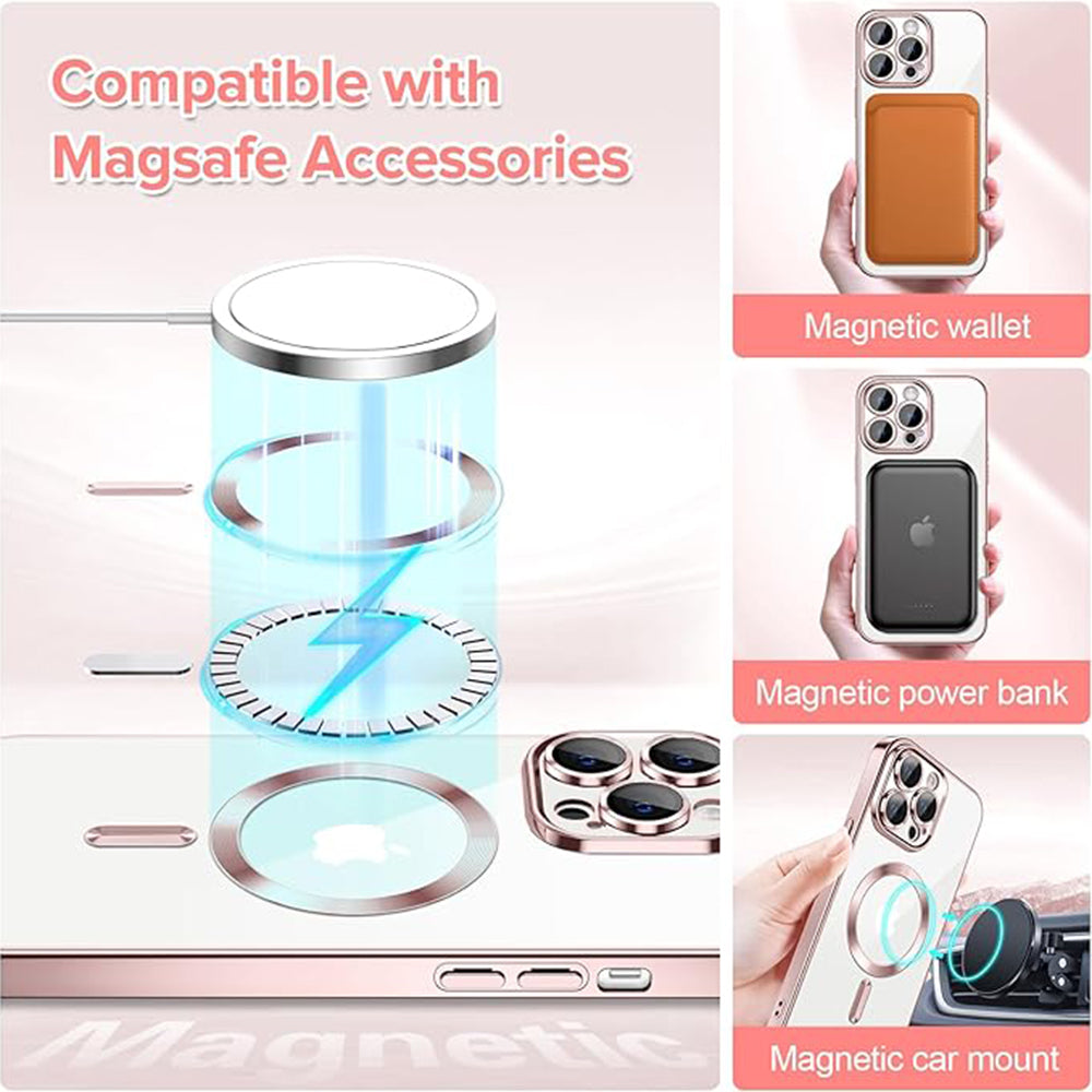 Funda MagSafe para Apple iPhone 14 Pro Max, Techsuit, Luxury Crystal, Rosa