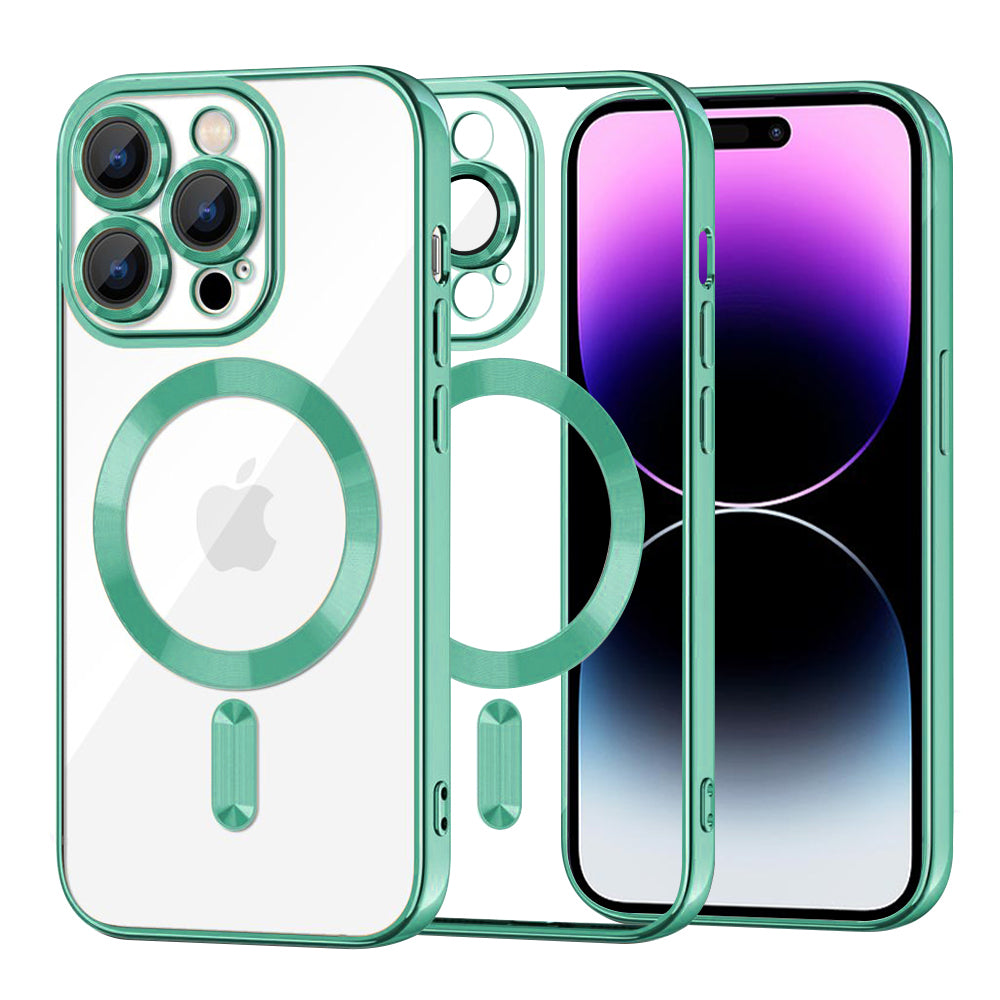 Funda MagSafe para Apple iPhone 14 Pro Max, Techsuit, Luxury Crystal, Verde Claro