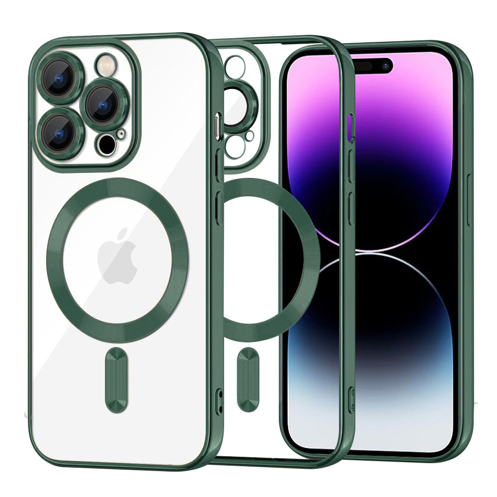 Funda MagSafe para Apple iPhone 14 Pro Max, Techsuit, Luxury Crystal, Verde Oscuro