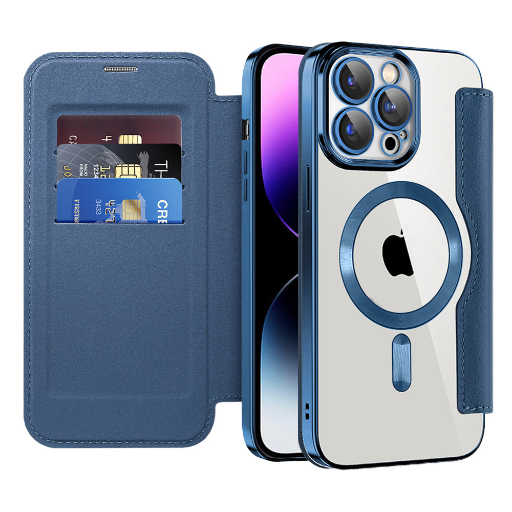 Funda MagSafe para Apple iPhone 14 Pro Max, Techsuit, SmartMag Book, Azul