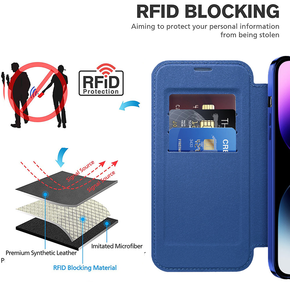 Funda MagSafe para Apple iPhone 14 Pro Max, Techsuit, SmartMag Book, Azul