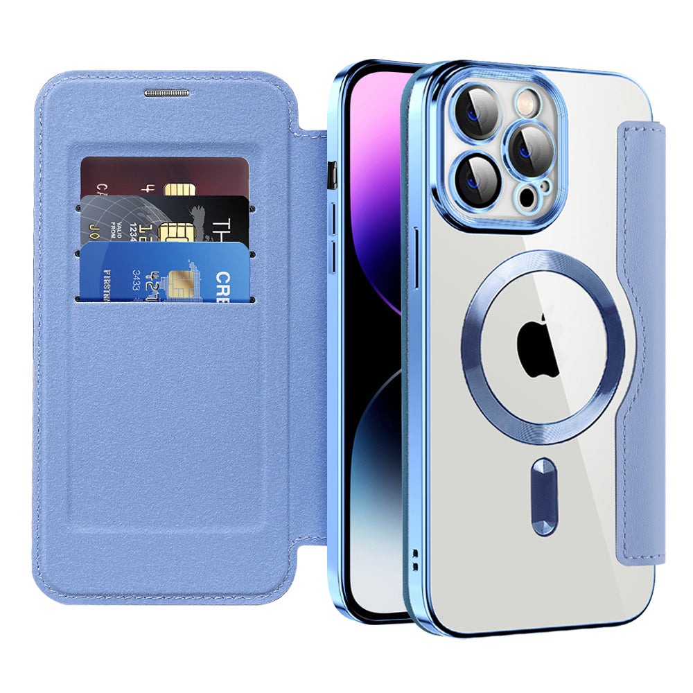 Funda MagSafe para Apple iPhone 14 Pro Max, Techsuit, SmartMag Book, Azul