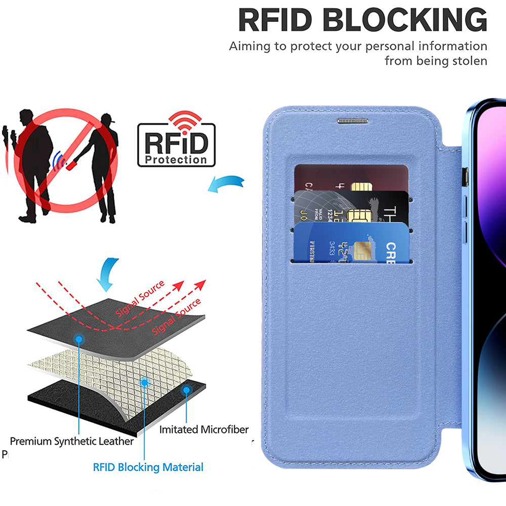 Funda MagSafe para Apple iPhone 14 Pro Max, Techsuit, SmartMag Book, Azul