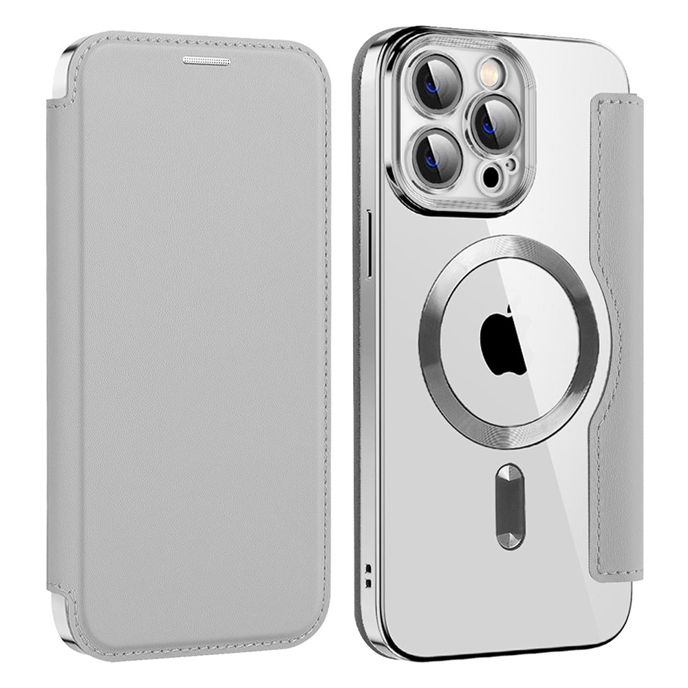 Funda MagSafe para Apple iPhone 14 Pro Max, Techsuit, SmartMag Book, Gris