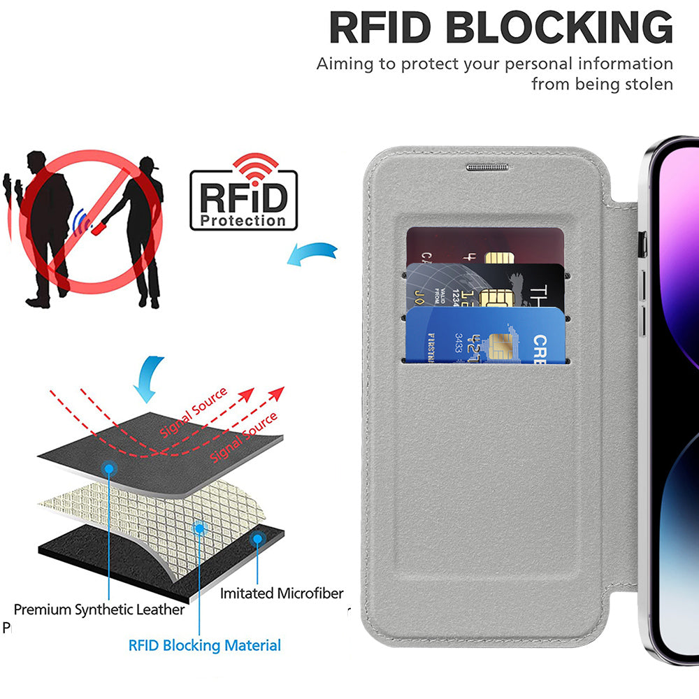 Funda MagSafe para Apple iPhone 14 Pro Max, Techsuit, SmartMag Book, Gris