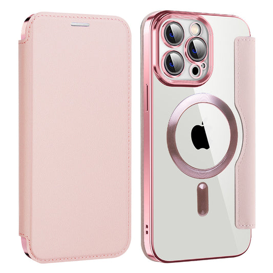 Funda MagSafe para Apple iPhone 14 Pro Max, Techsuit, SmartMag Book, Rosa
