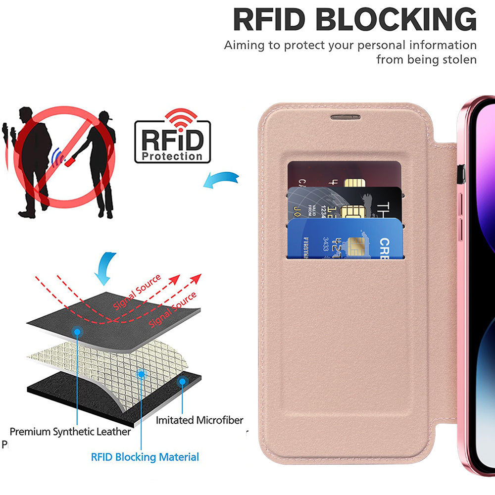 Funda MagSafe para Apple iPhone 14 Pro Max, Techsuit, SmartMag Book, Rosa