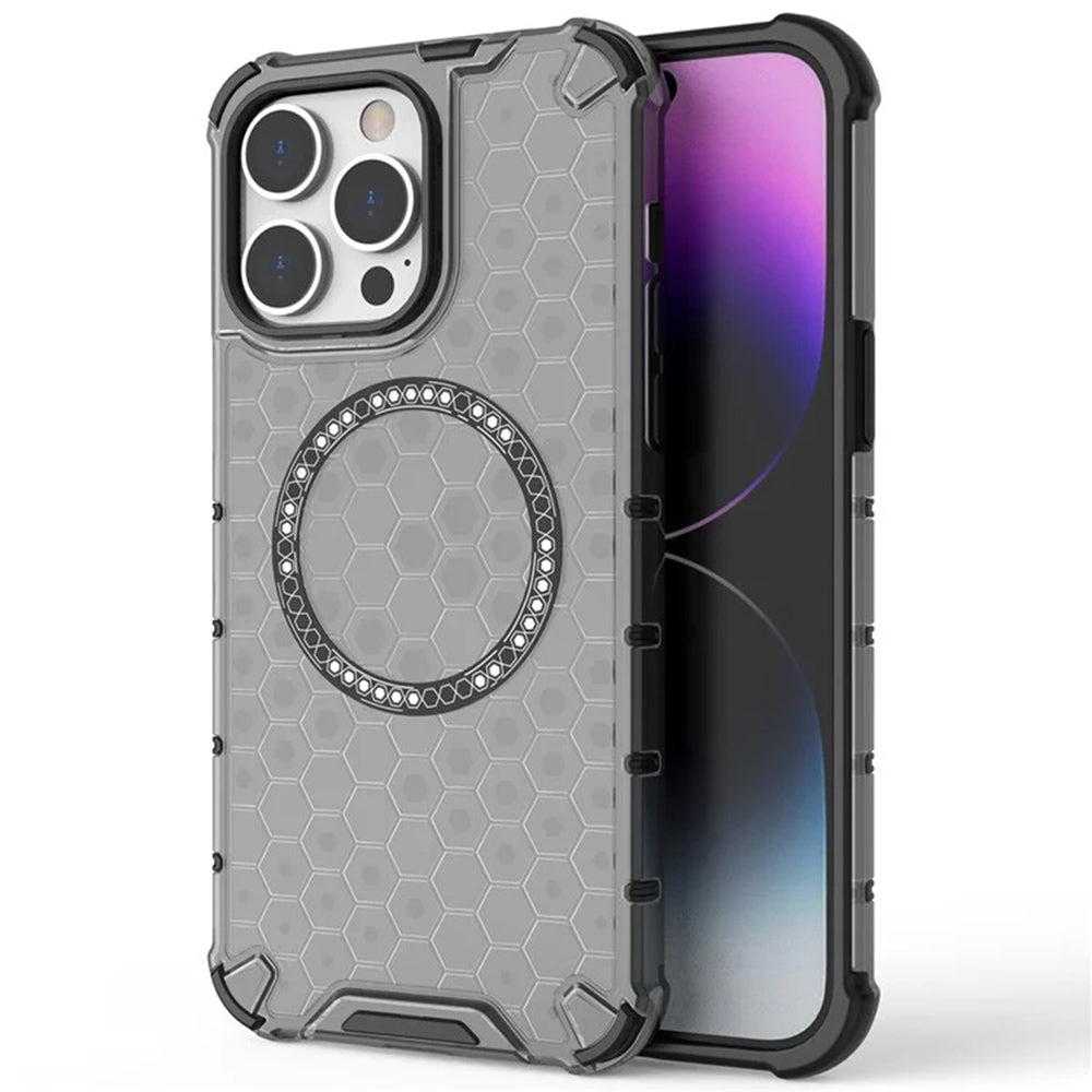 Funda MagSafe para Apple iPhone 14 Pro, Techsuit, HoneyComb Shield, Blanca