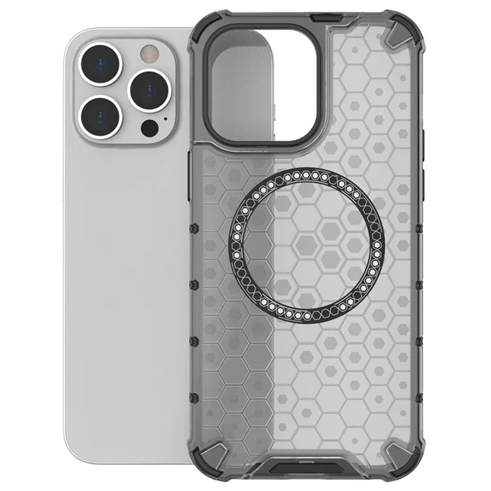Funda MagSafe para Apple iPhone 14 Pro, Techsuit, HoneyComb Shield, Blanca