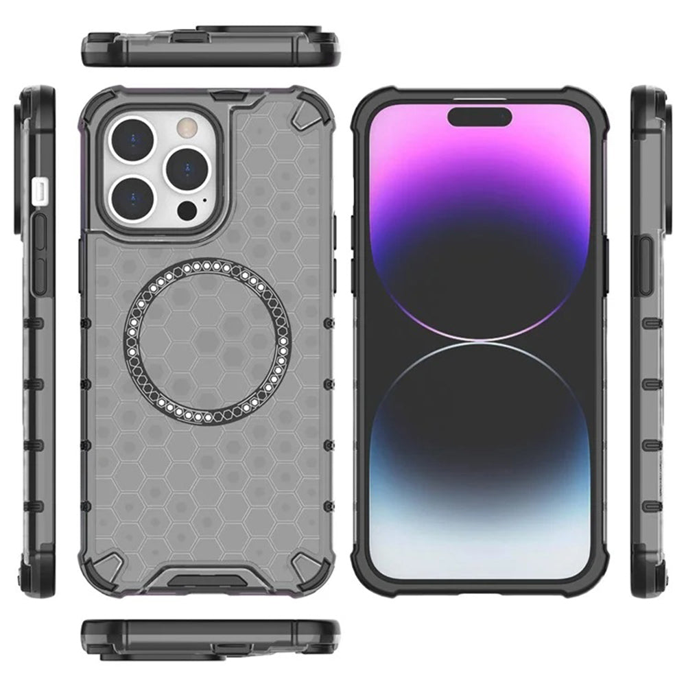 Funda MagSafe para Apple iPhone 14 Pro, Techsuit, HoneyComb Shield, Blanca