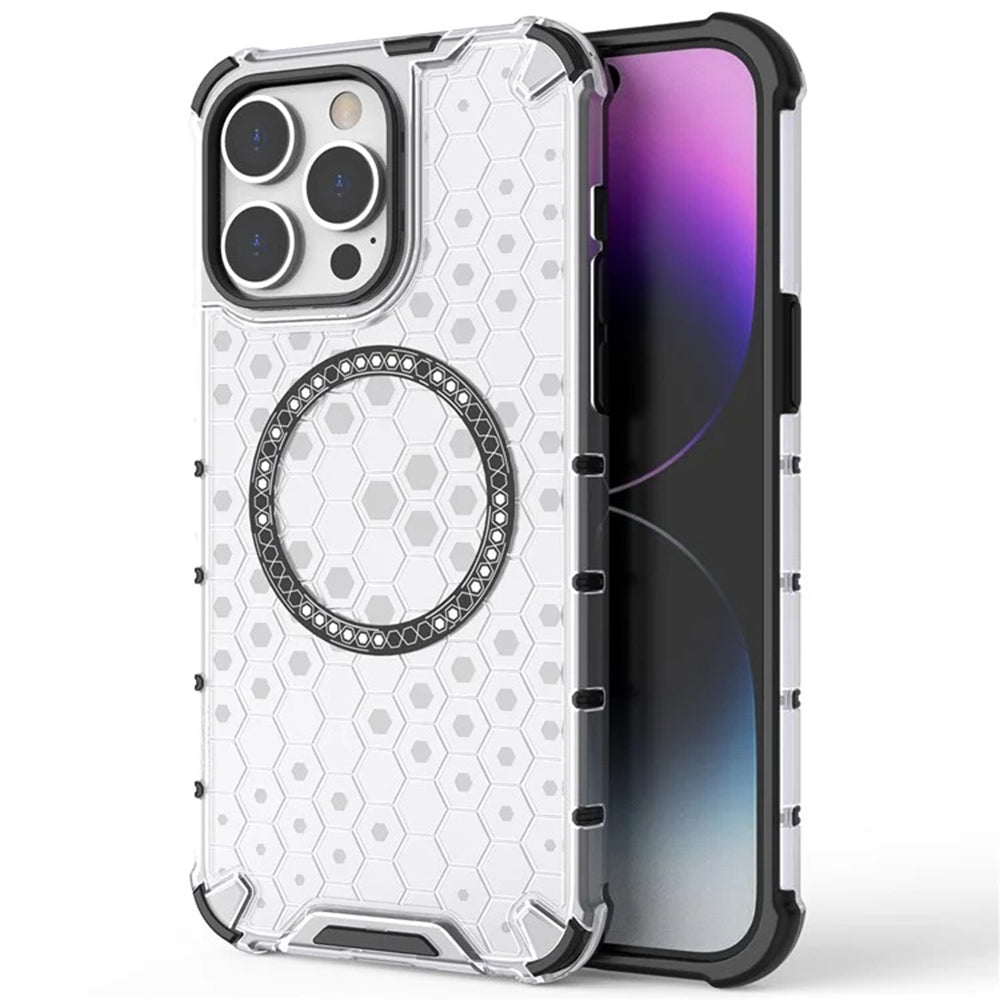 Funda MagSafe para Apple iPhone 14 Pro, Techsuit, HoneyComb Shield, Negra