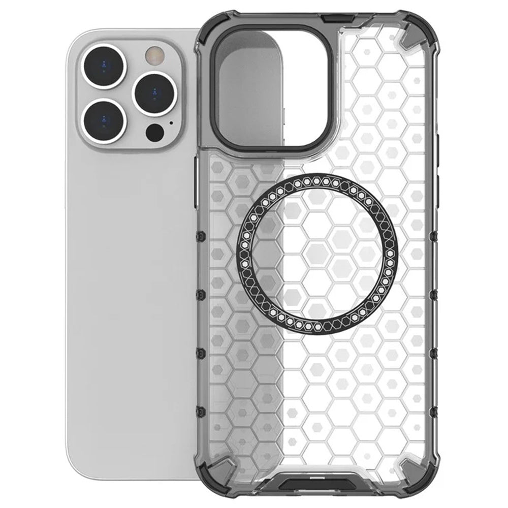 Funda MagSafe para Apple iPhone 14 Pro, Techsuit, HoneyComb Shield, Negra