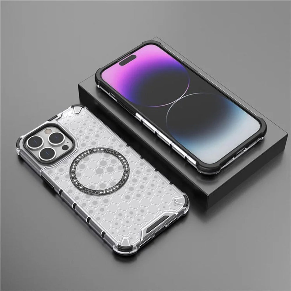 Funda MagSafe para Apple iPhone 14 Pro, Techsuit, HoneyComb Shield, Negra