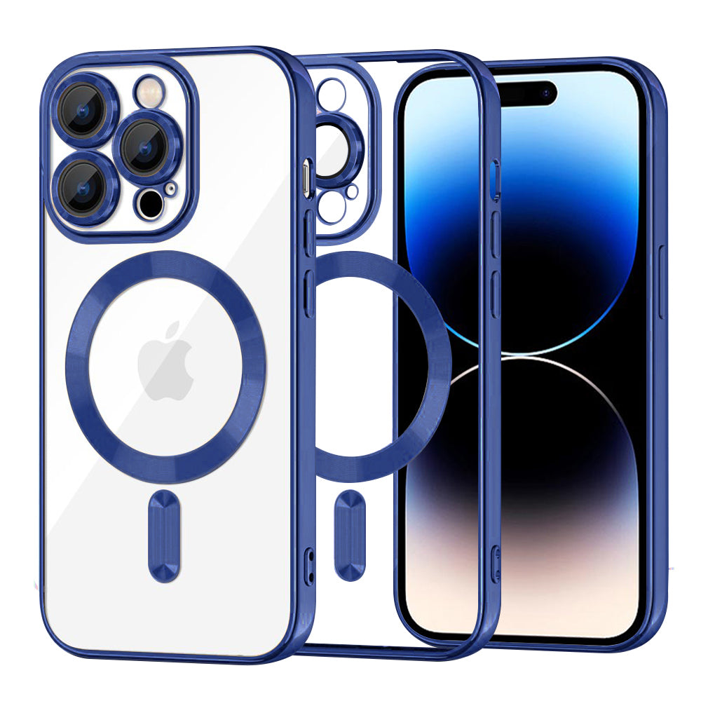 Funda MagSafe para Apple iPhone 14 Pro, Techsuit, Luxury Crystal, Azul Oscuro