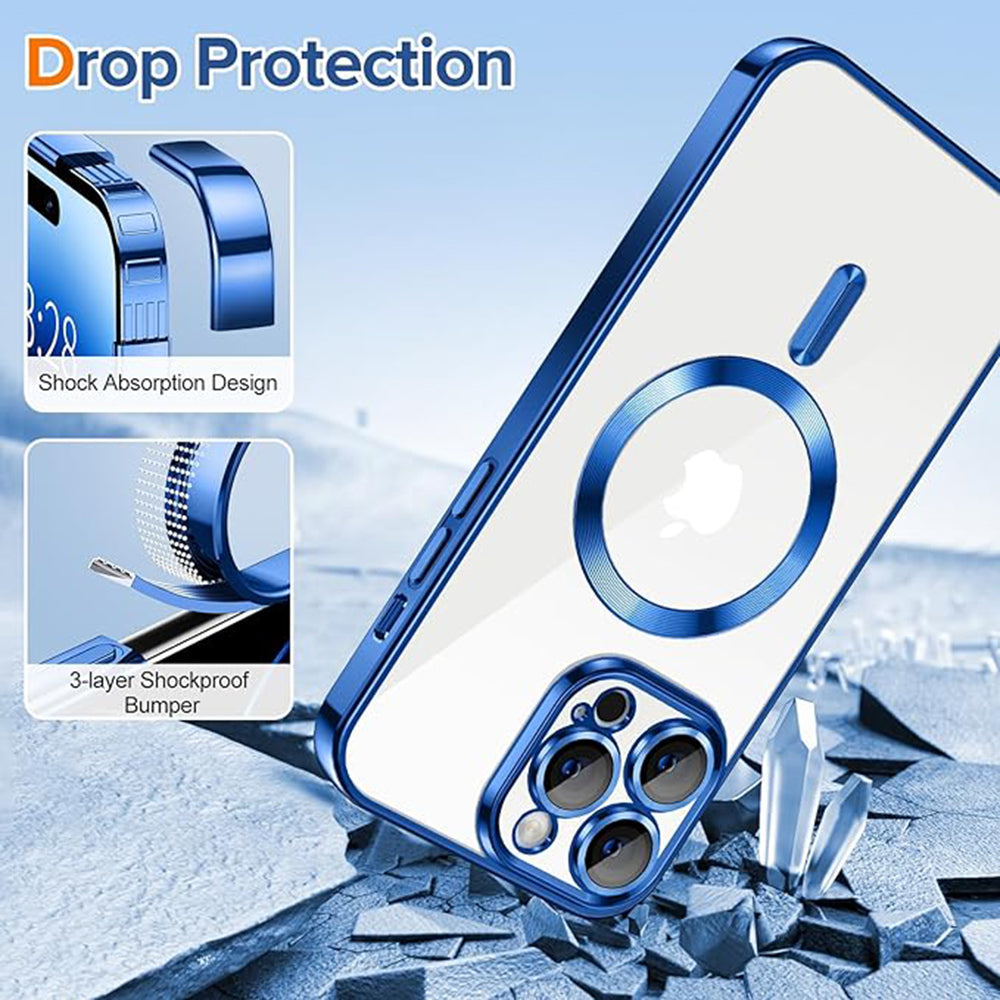 Funda MagSafe para Apple iPhone 14 Pro, Techsuit, Luxury Crystal, Azul Oscuro