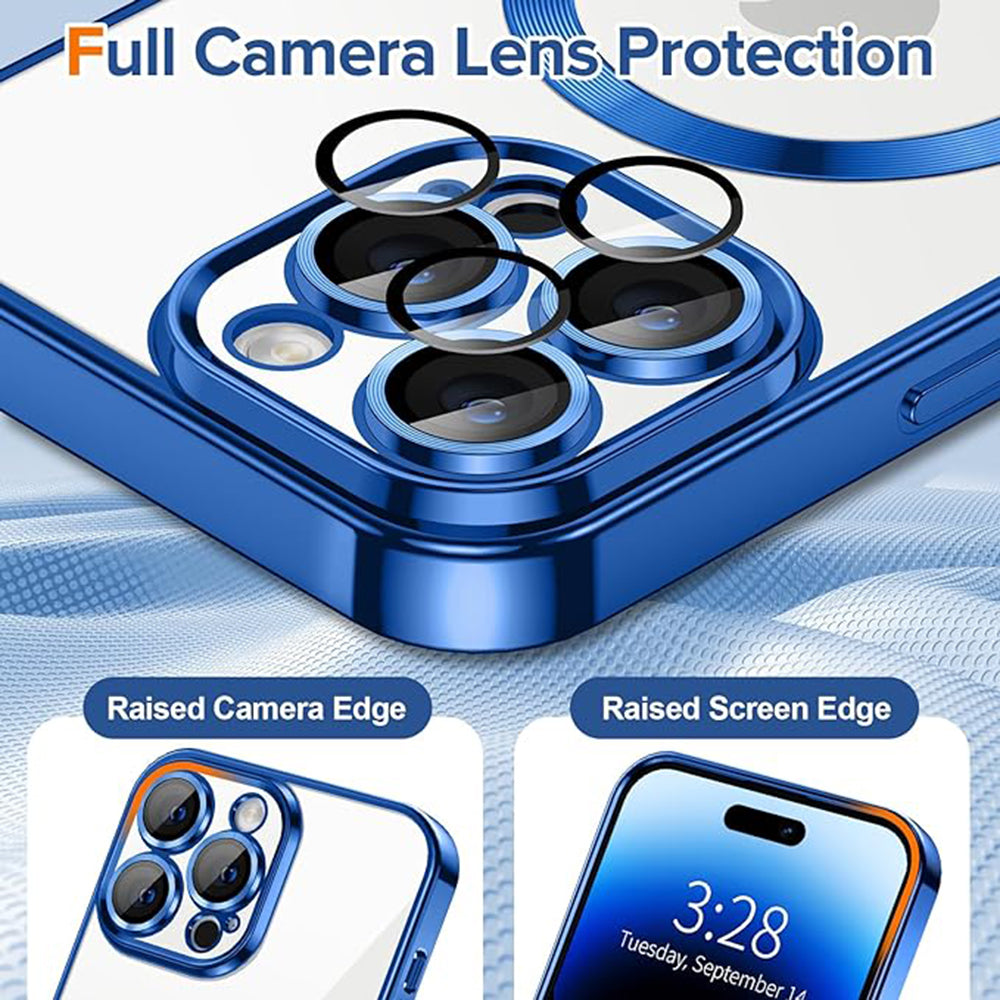 Funda MagSafe para Apple iPhone 14 Pro, Techsuit, Luxury Crystal, Azul Oscuro