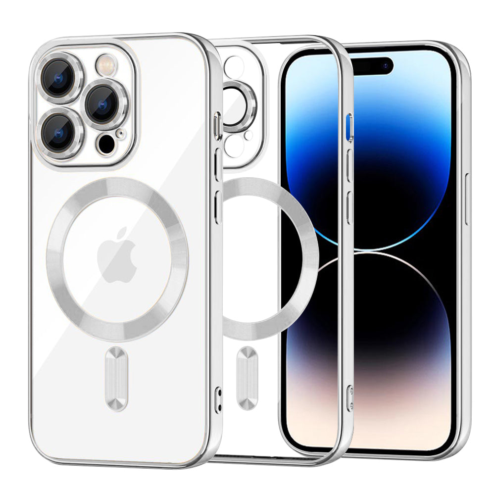 Funda MagSafe para Apple iPhone 14 Pro, Techsuit, Luxury Crystal, Plateada