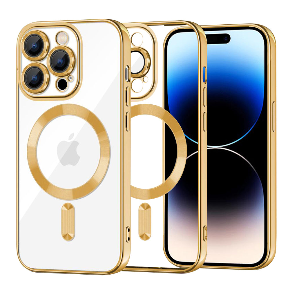 Funda MagSafe para Apple iPhone 14 Pro, Techsuit, Luxury Crystal, Dorada