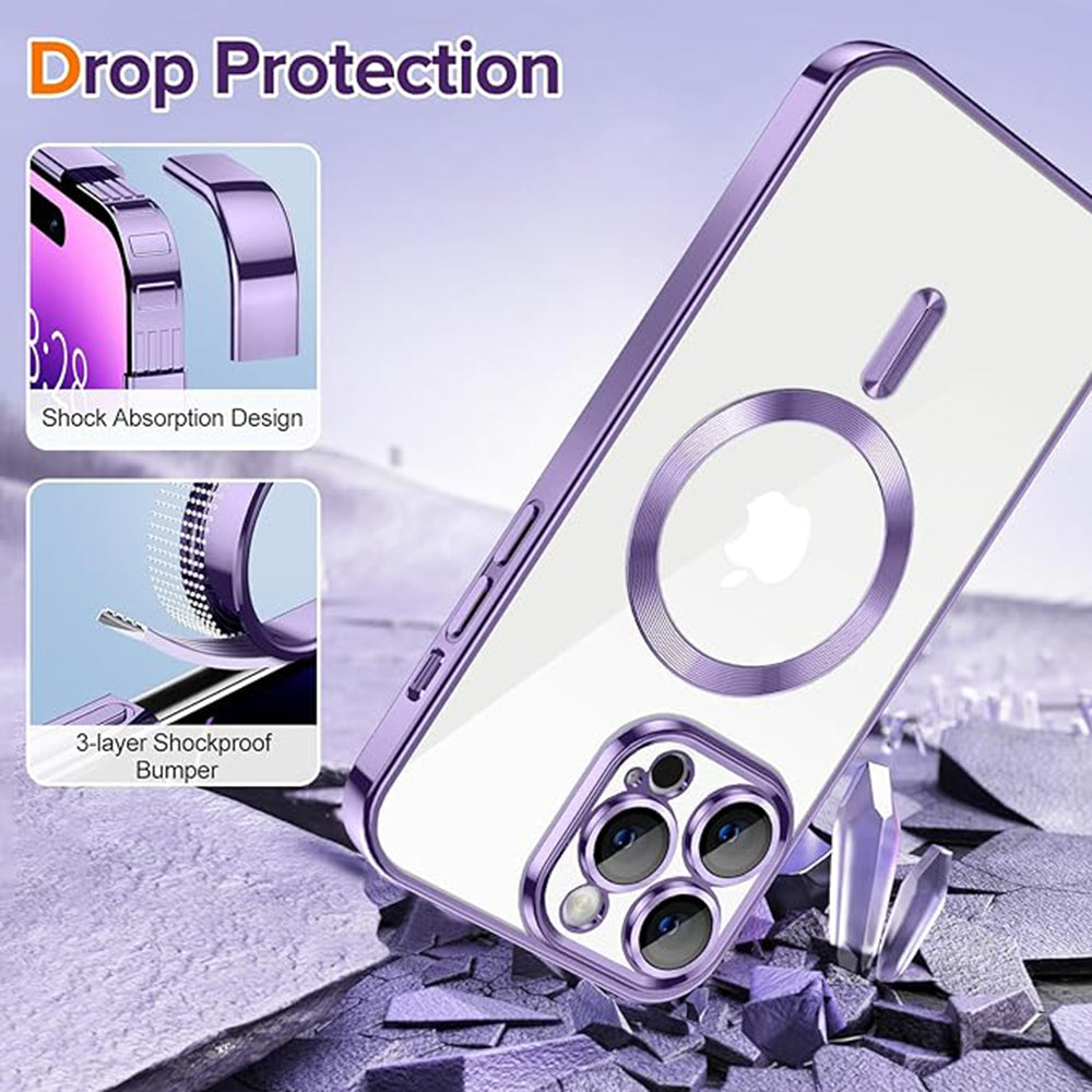 Funda MagSafe para Apple iPhone 14 Pro, Techsuit, Luxury Crystal, Morado Claro
