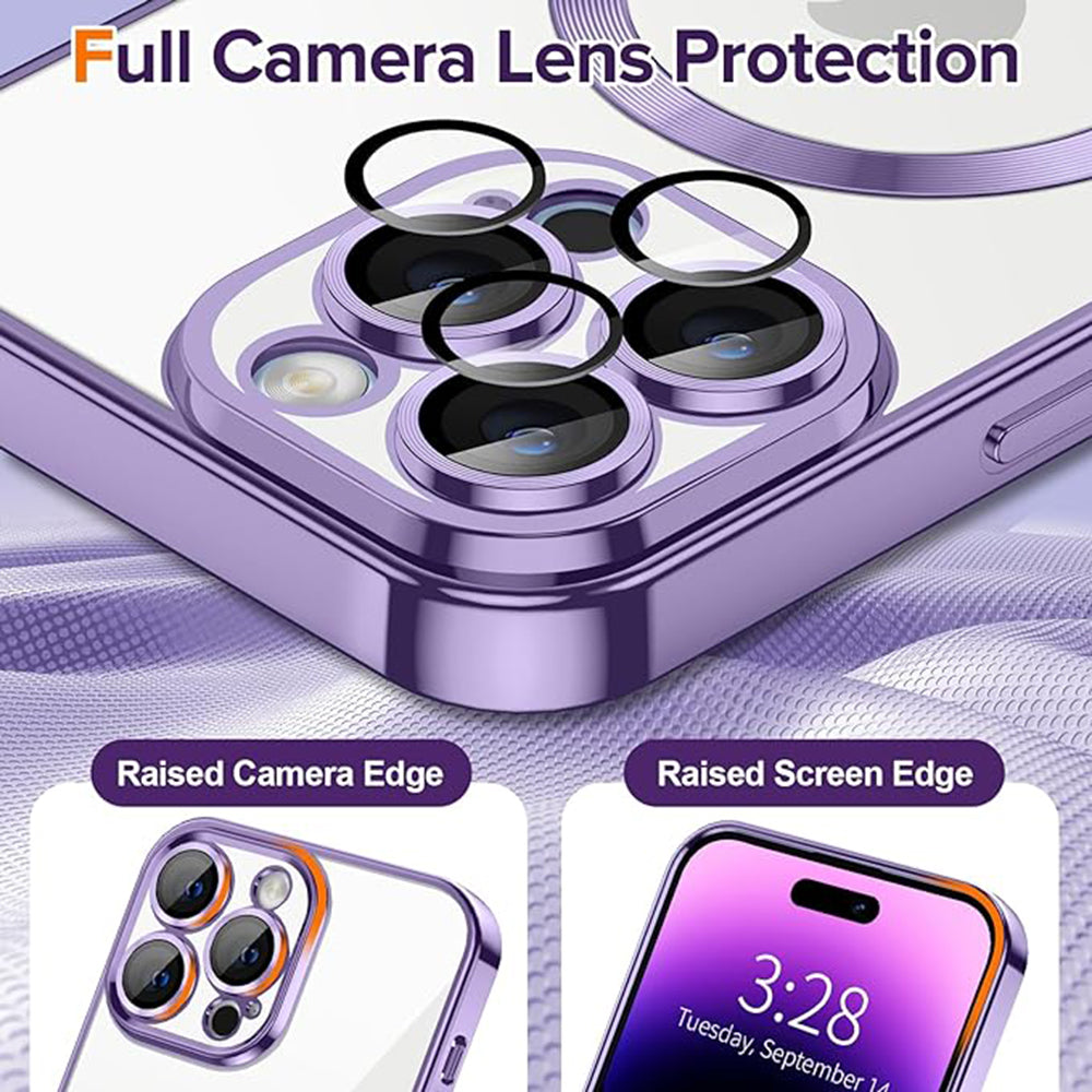 Funda MagSafe para Apple iPhone 14 Pro, Techsuit, Luxury Crystal, Morado Claro
