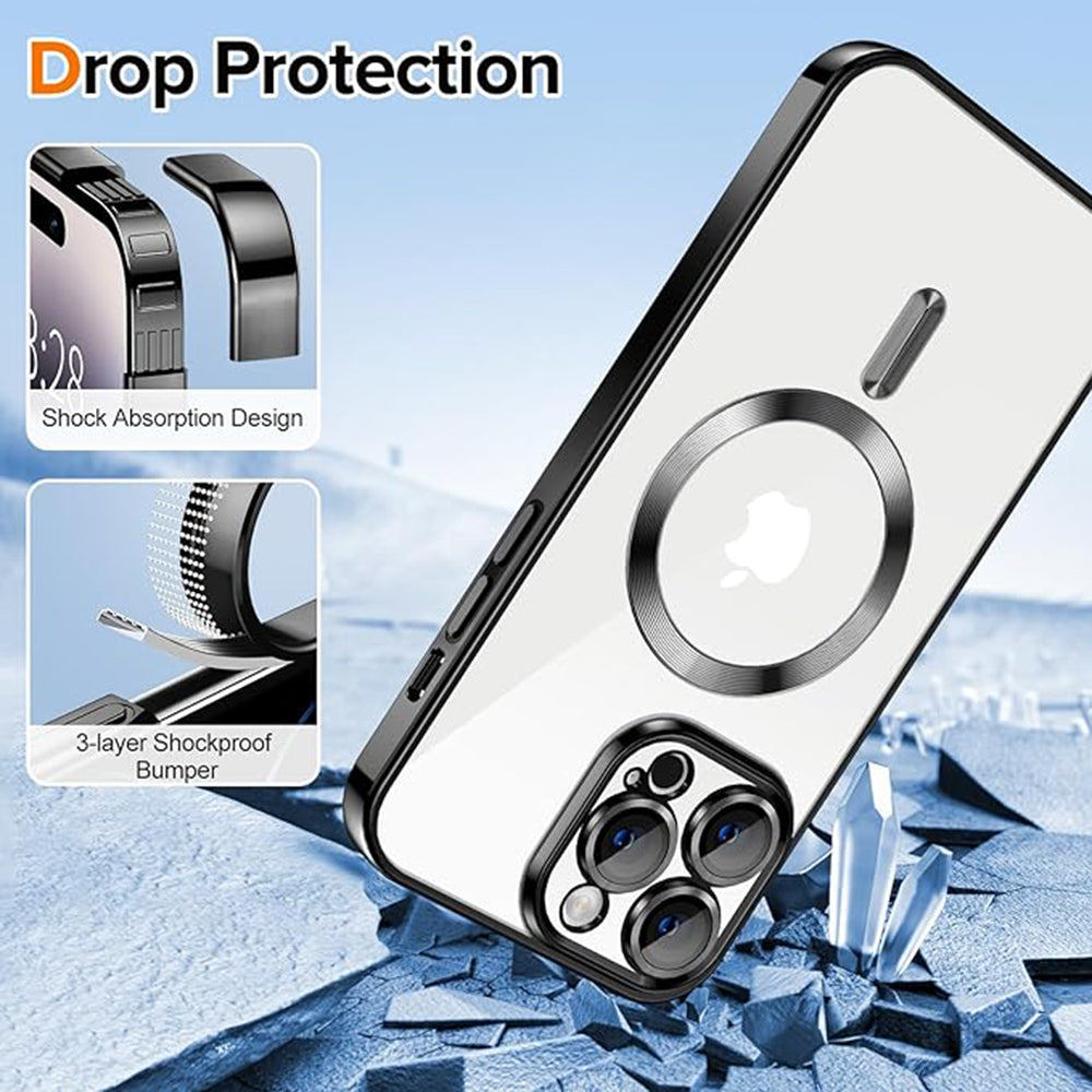 Funda MagSafe para Apple iPhone 14 Pro, Techsuit, Luxury Crystal, Negra