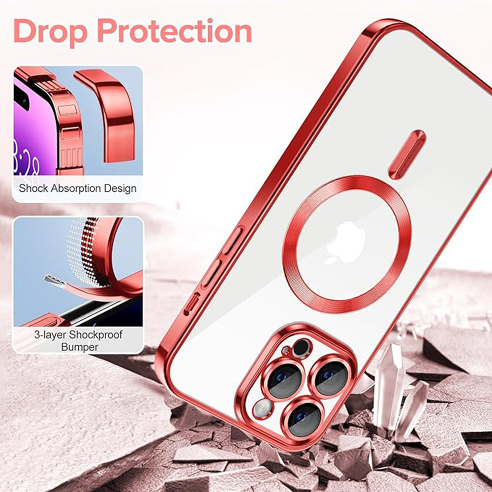 Funda MagSafe para Apple iPhone 14 Pro, Techsuit, Luxury Crystal, Roja