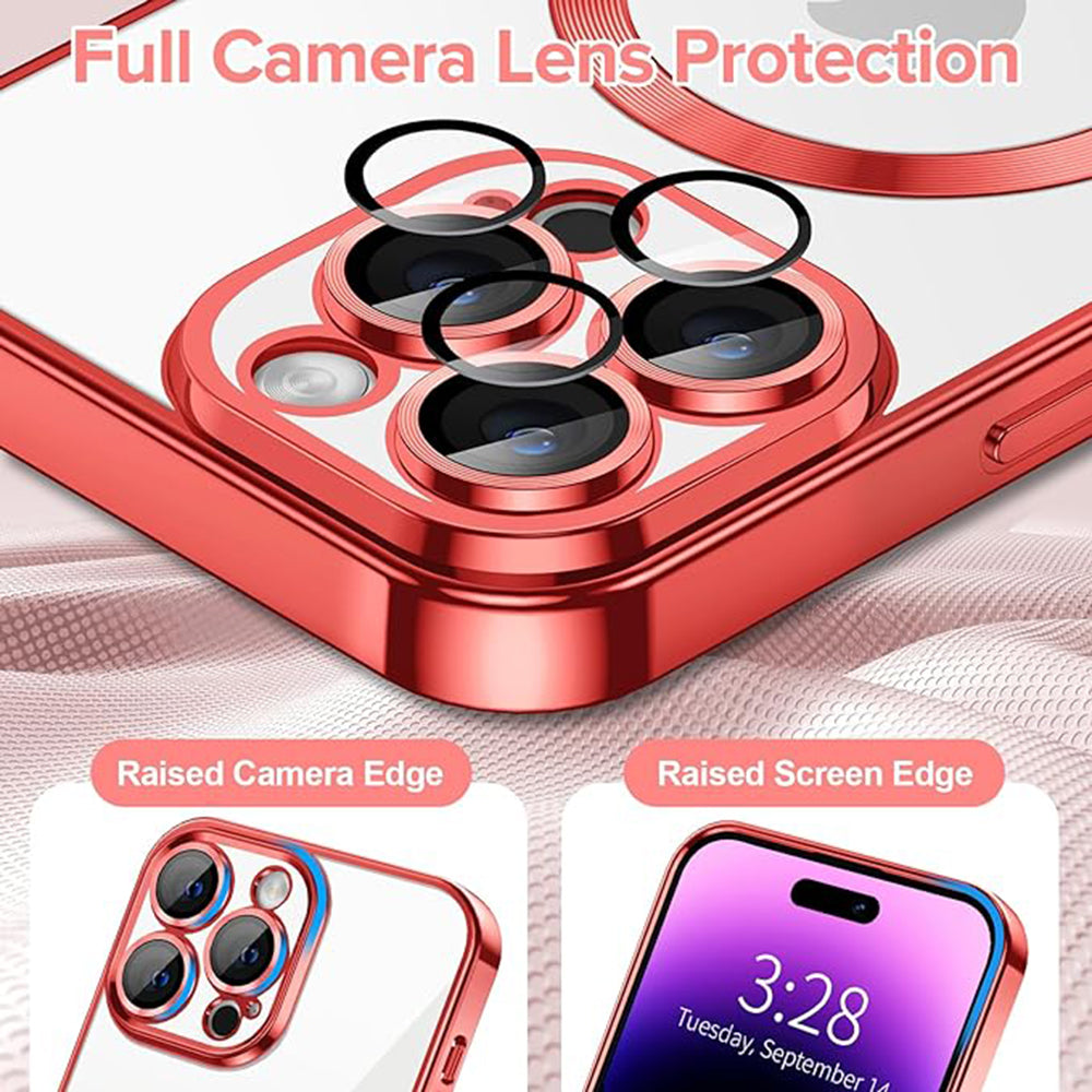 Funda MagSafe para Apple iPhone 14 Pro, Techsuit, Luxury Crystal, Roja