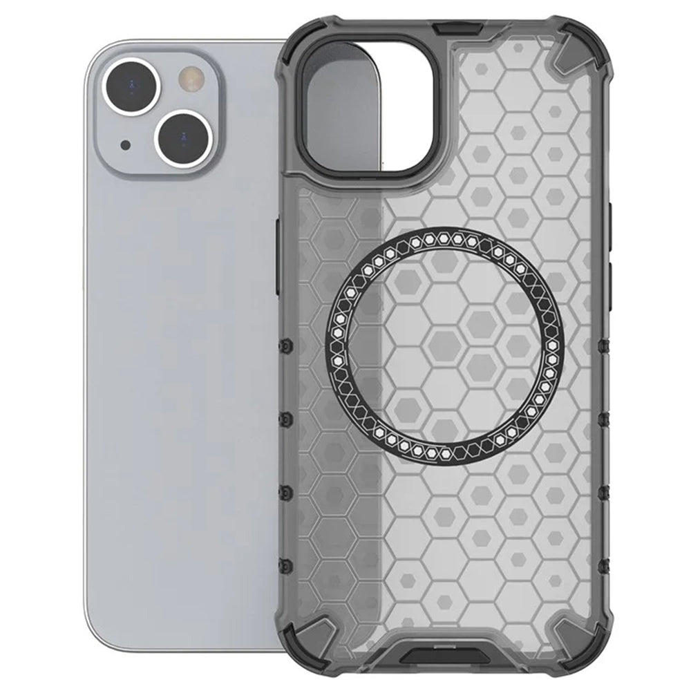 Funda MagSafe para Apple iPhone 14, Techsuit, HoneyComb Shield, Negra