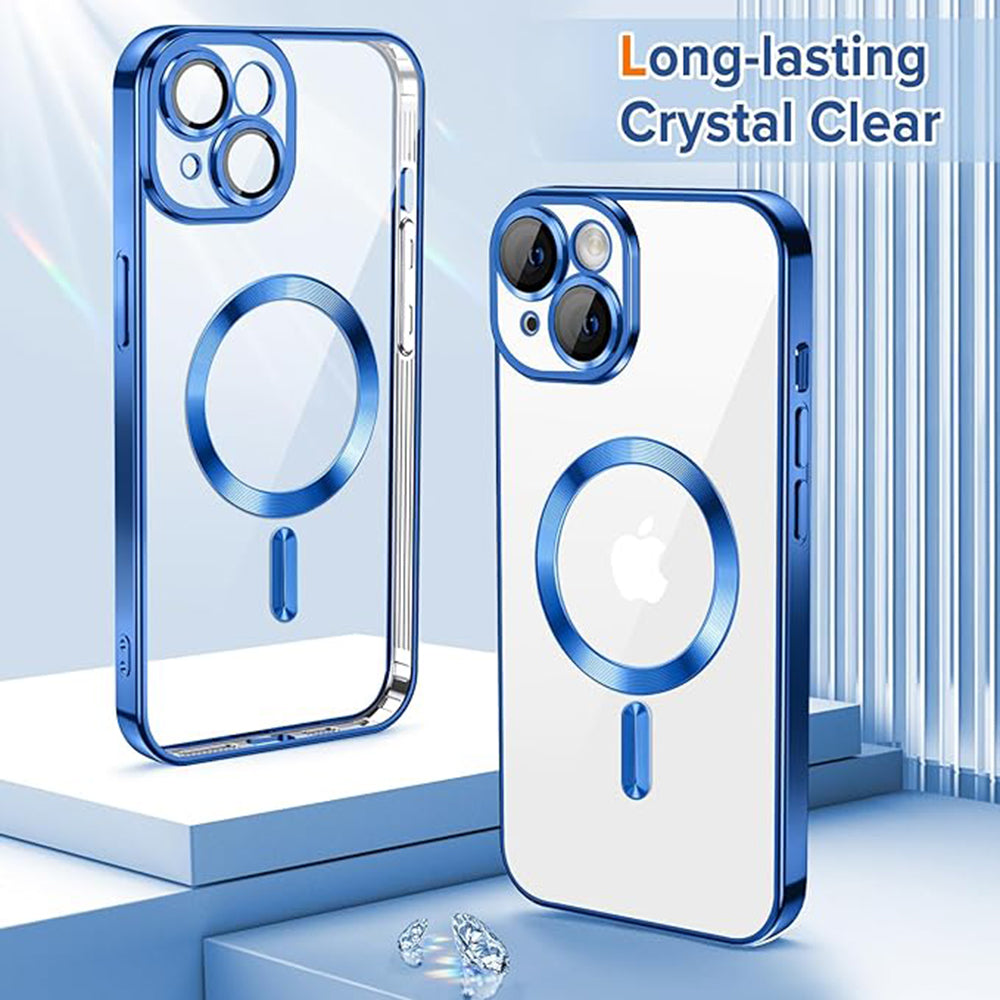 Funda MagSafe para Apple iPhone 14, Techsuit, Luxury Crystal, Azul Oscuro
