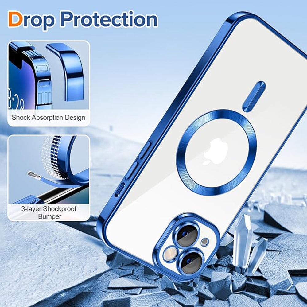 Funda MagSafe para Apple iPhone 14, Techsuit, Luxury Crystal, Azul Oscuro