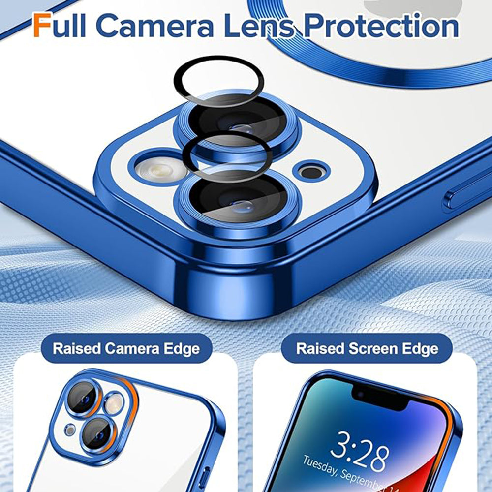 Funda MagSafe para Apple iPhone 14, Techsuit, Luxury Crystal, Azul Oscuro