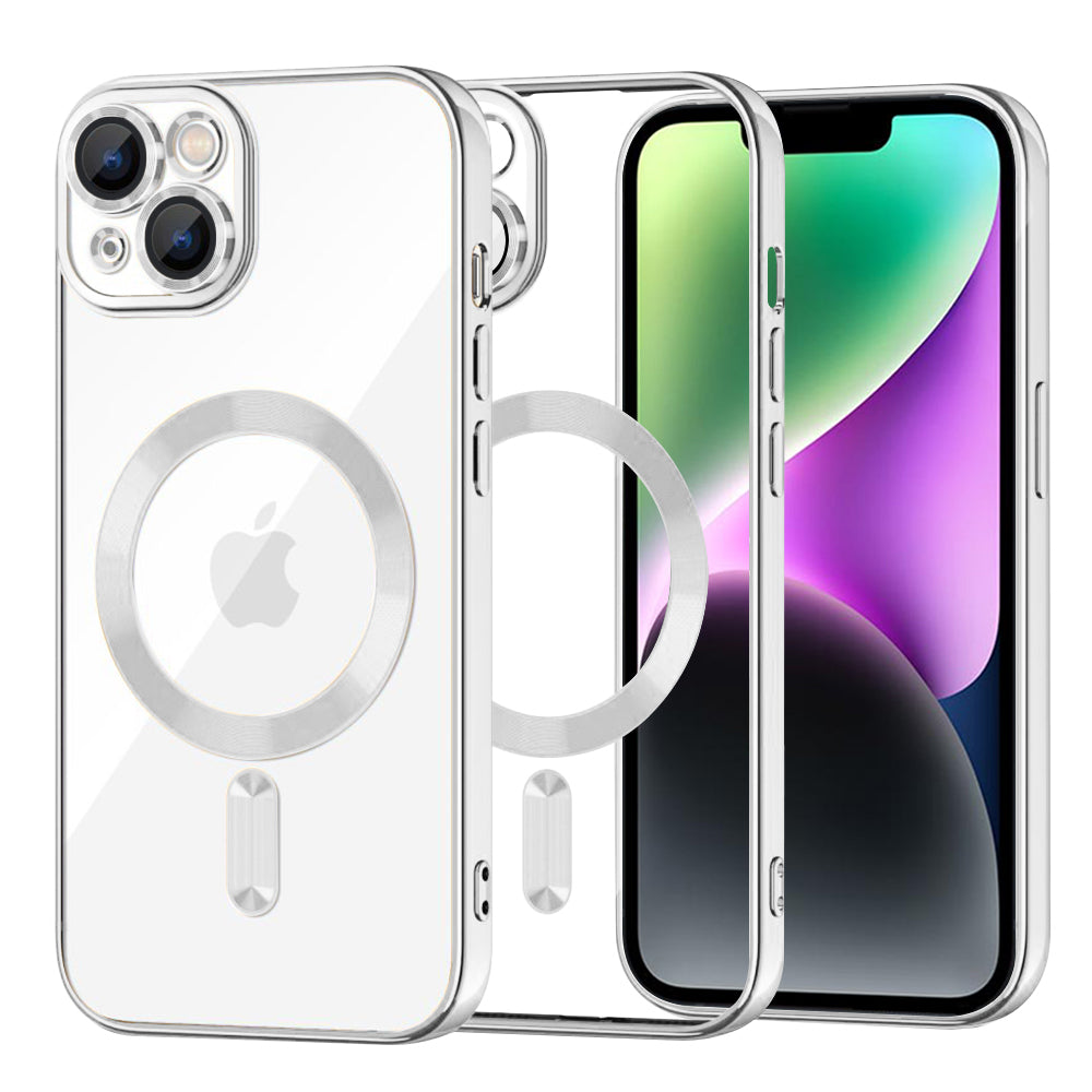Funda MagSafe para Apple iPhone 14, Techsuit, Luxury Crystal, Plateada