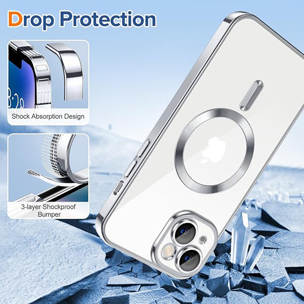 Funda MagSafe para Apple iPhone 14, Techsuit, Luxury Crystal, Plateada