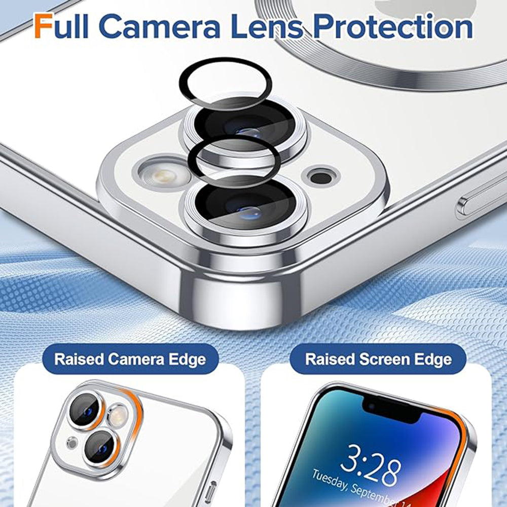 Funda MagSafe para Apple iPhone 14, Techsuit, Luxury Crystal, Plateada