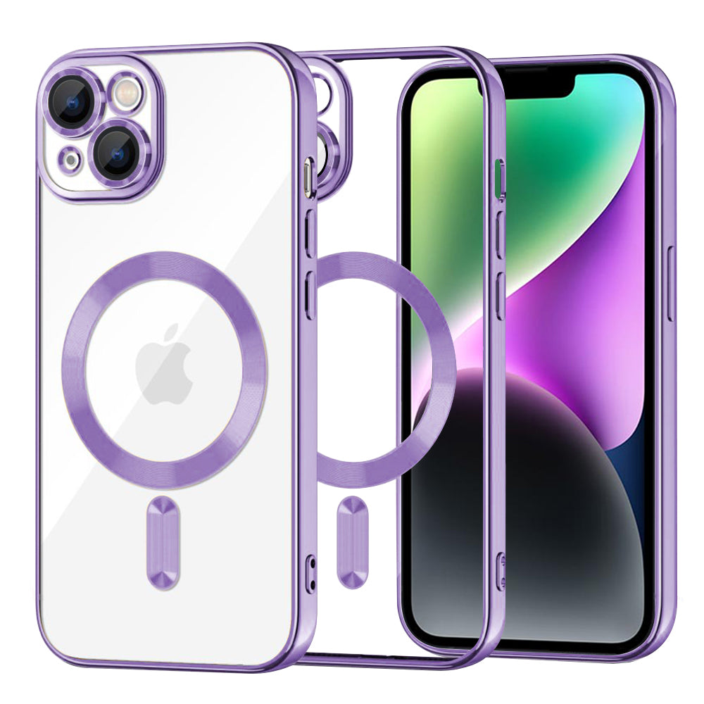 Funda MagSafe para Apple iPhone 14, Techsuit, Luxury Crystal, Morado Claro