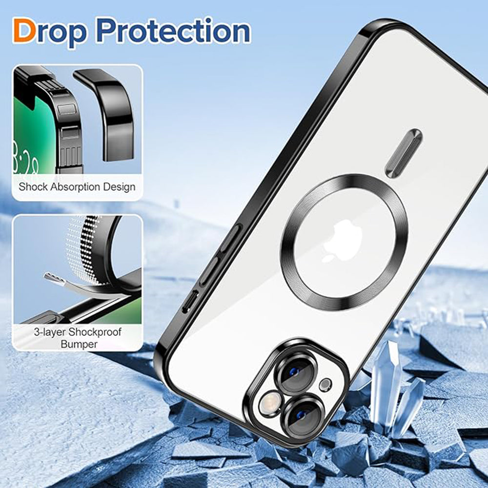 Funda MagSafe para Apple iPhone 14, Techsuit, Luxury Crystal, Negra